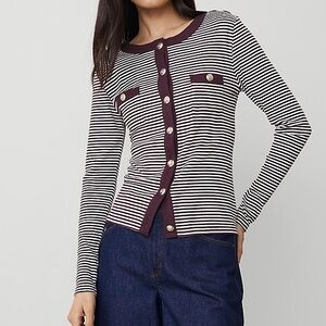 Ann‎ Taylor Stripe Button Knit Jacket